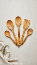 Set de utensilios de madera de olivo de cinco piezas