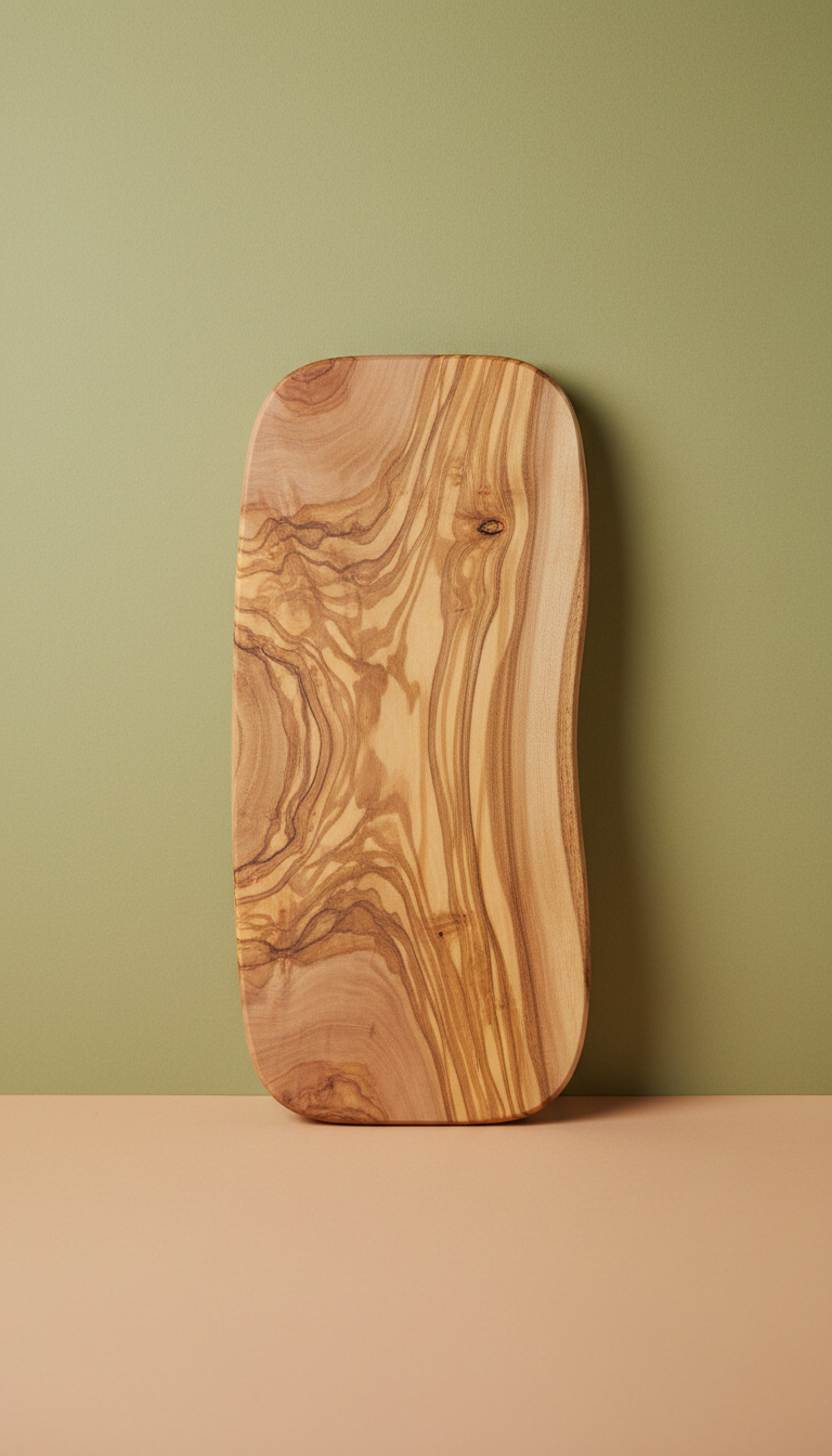 Tabla de servir de madera de olivo con veta natural